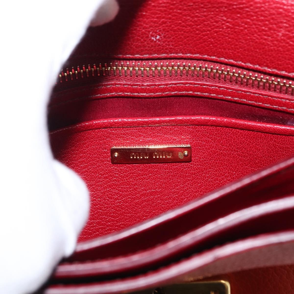 Miu Miu Madras Top Handle Bag Leather, RED, LEATHER, Handbag