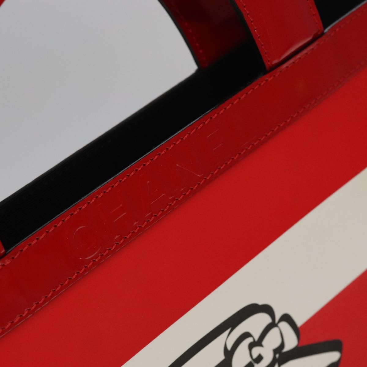 Chanel Vintage Portrait Tote Printed Leather and Quilted Patent, Red, Leather, Tote Bag