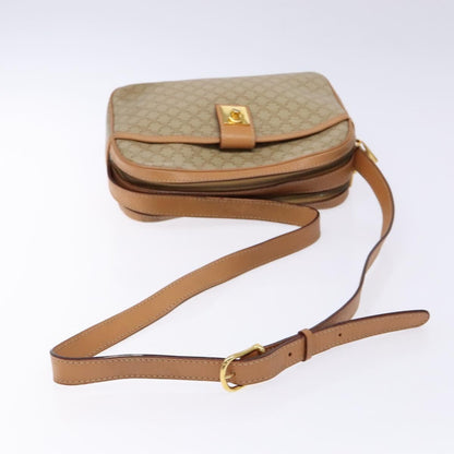 Celine Vintage Macadam Shoulder Bag Canvas and Leather, BEIGE, CANVAS, Shoulder bag