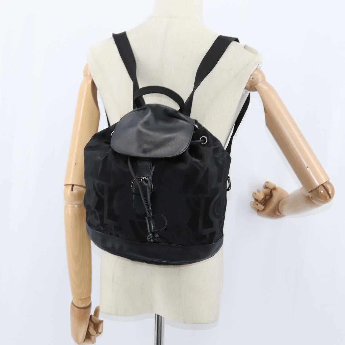 Salvatore Ferragamo Flap Buckle Backpack Printed Neoprene, Black, Nylon, Backpack