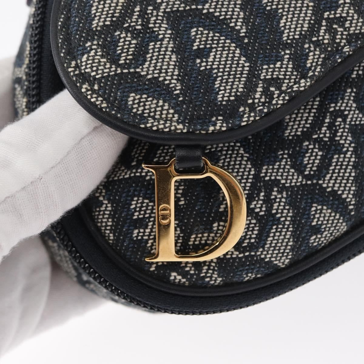 Christian Dior Saddle Zip Pouch Diorissimo Canvas, BLUE, CANVAS, Clutche & pouche