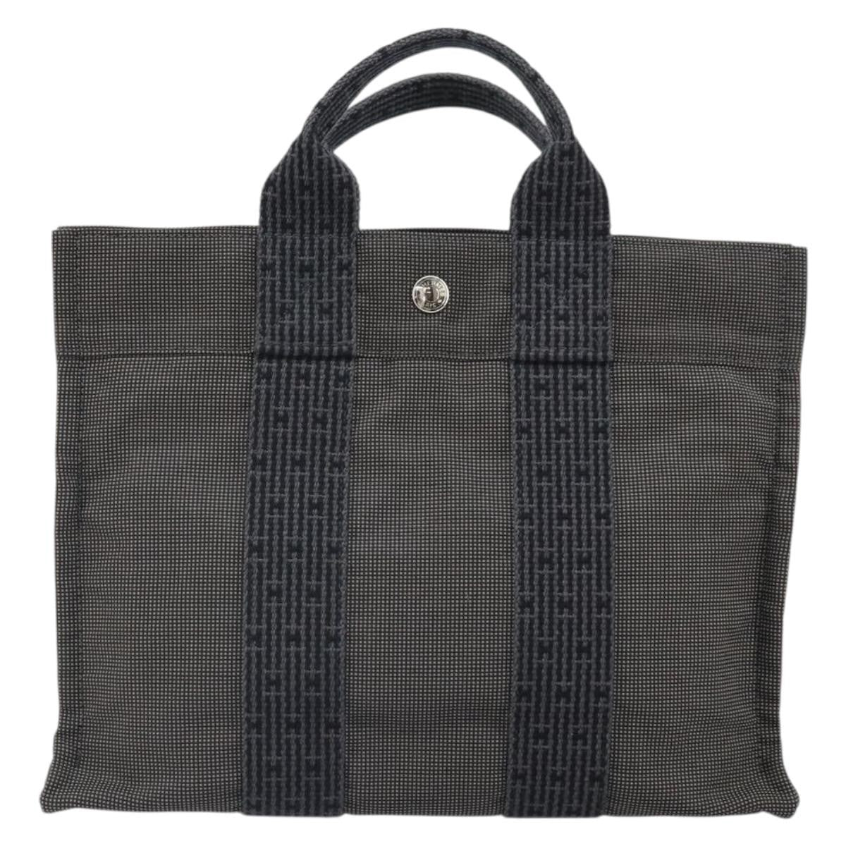 Hermes Fourre-tout Herline Canvas, GRAY, CANVAS, Tote bag