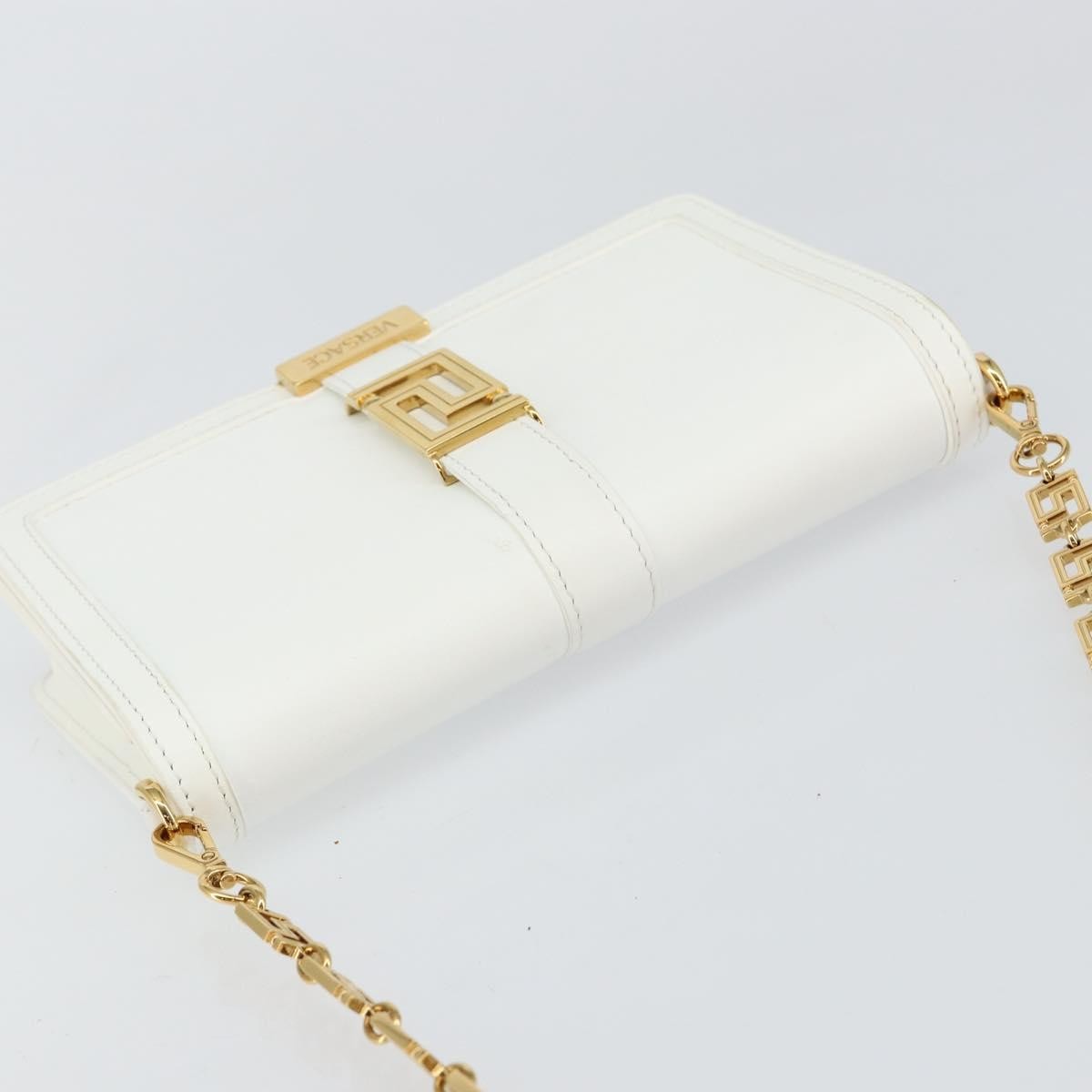Versace Greca Goddess Wallet on Chain Leather, WHITE, LEATHER, Wallets