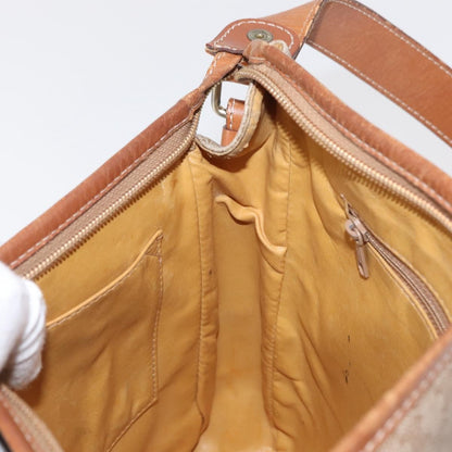 Celine Vintage Macadam Shoulder Bag Canvas and Leather, BEIGE, CANVAS, Shoulder bag
