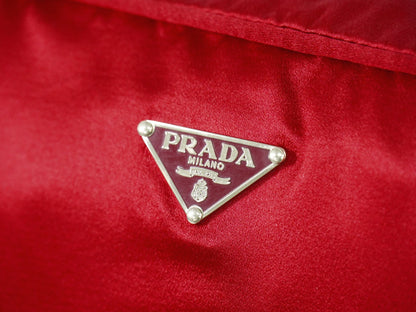Prada Zip Around Toiletry Bag Silk, Red, Satin, Clutch