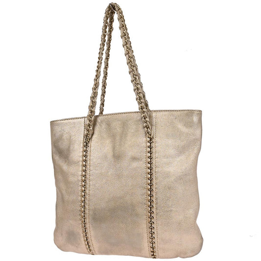 Chanel Luxe Ligne Zipped Tote Leather, GOLD, LEATHER, Tote bag