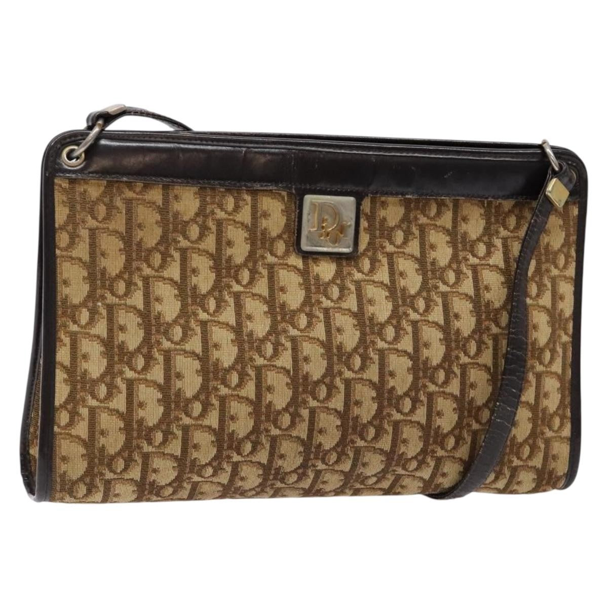 Christian Dior Vintage Trotter Shoulder Bag Canvas, BROWN, CANVAS, Shoulder bag