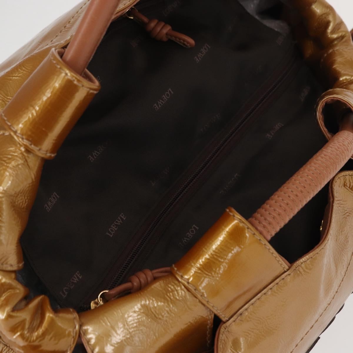 Loewe Aire Shoulder Bag Leather, GOLD, PATENT_LEATHER, Handbag