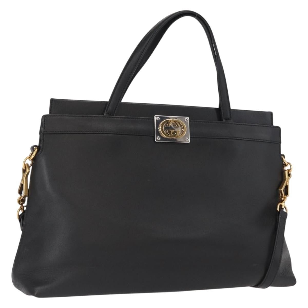Gucci Linea Matisse Interlocking G Top Handle Tote Leather, BLACK, LEATHER, Shoulder bag