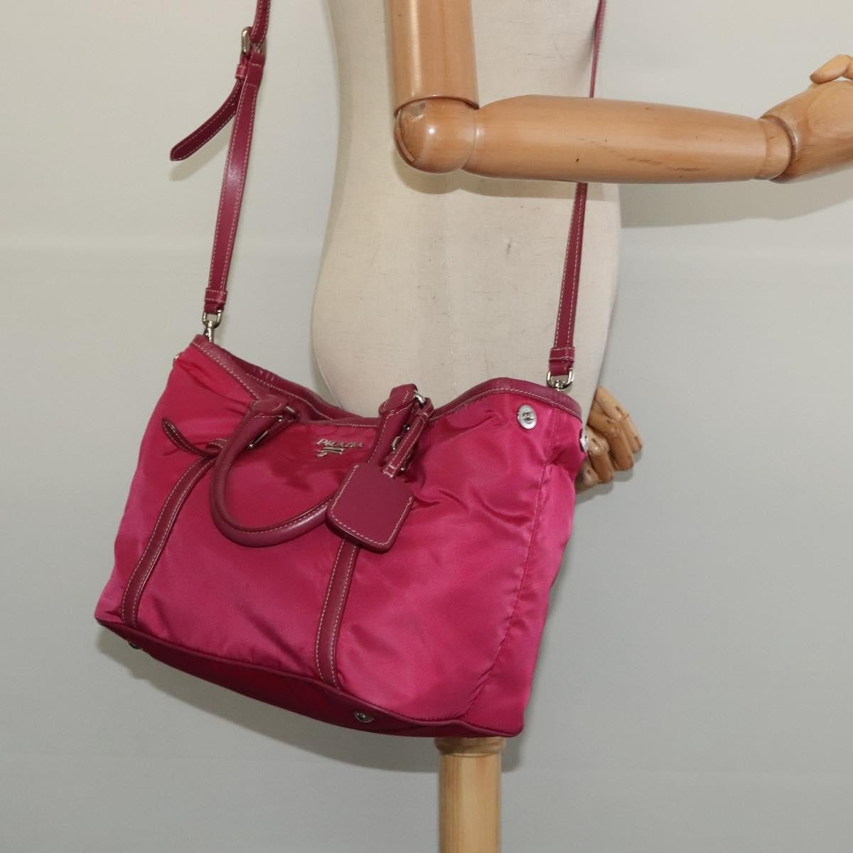 Prada Convertible Belted Hobo Tessuto with Leather, Pink, Nylon, Tote Bag