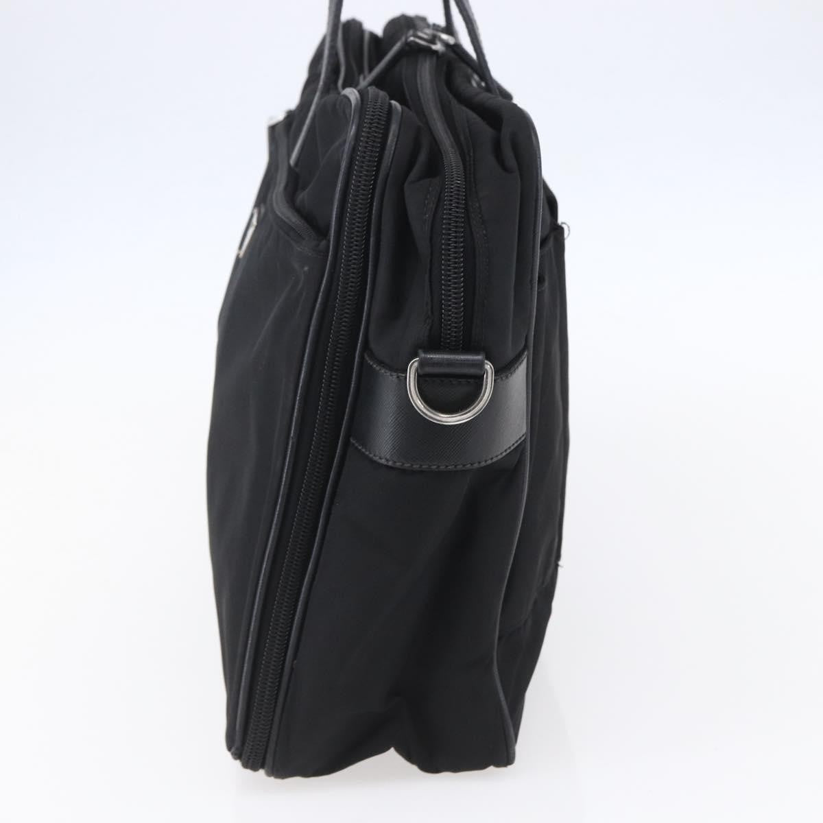 Prada Convertible Front Zip Briefcase Tessuto with Saffiano Leather, BLACK, NYLON, Briefcase