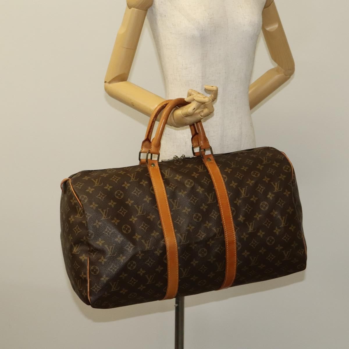 Louis Vuitton Keepall Bag Monogram Canvas, BROWN, CANVAS, Travel bag
