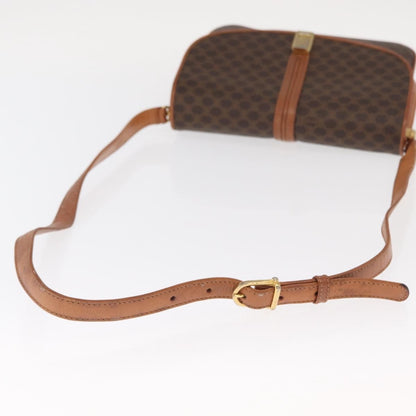 Celine Vintage Macadam Shoulder Bag Canvas and Leather, BROWN, CANVAS, Shoulder bag