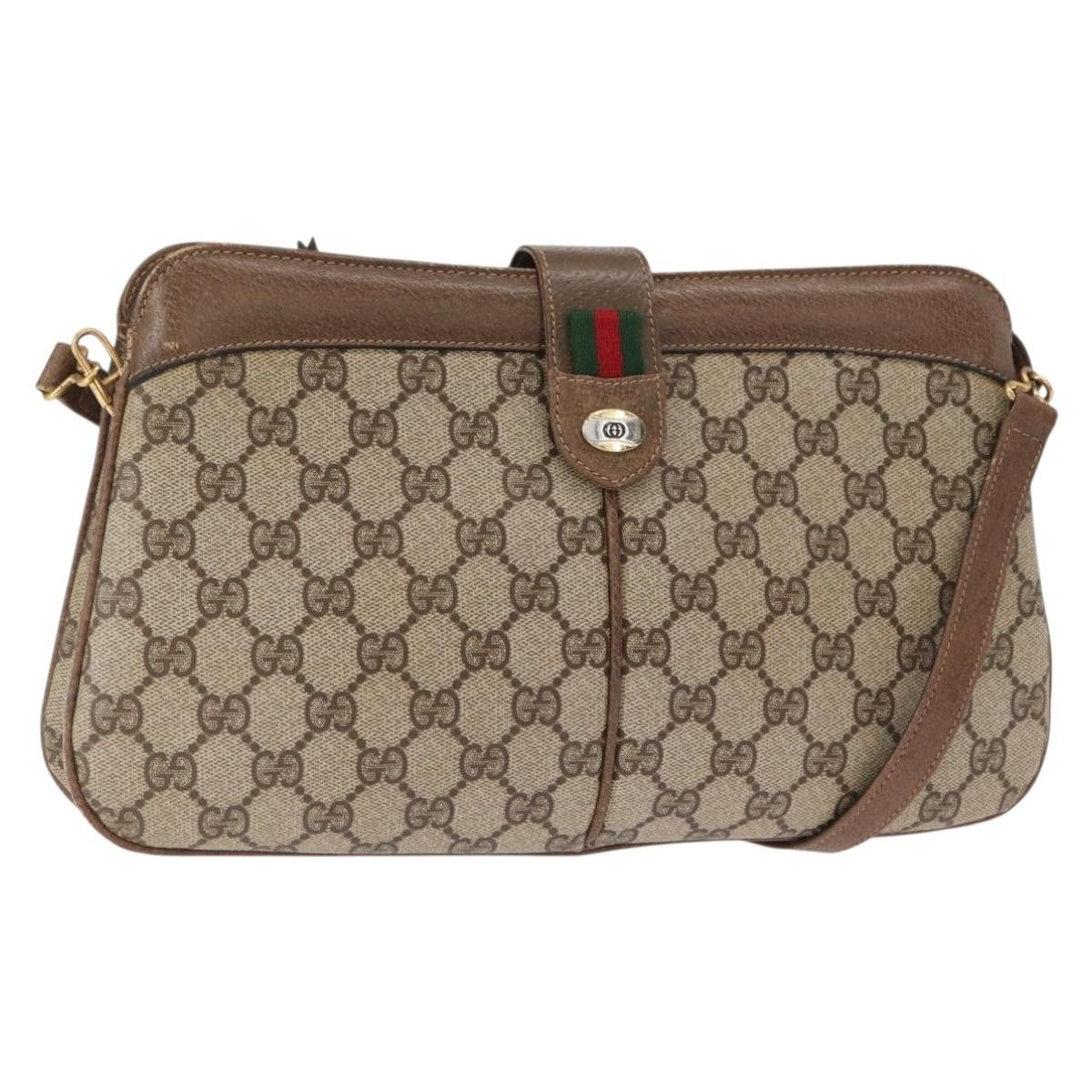 Gucci Vintage Shoulder Bag GG Coated Canvas, BEIGE, PVC, Shoulder bag