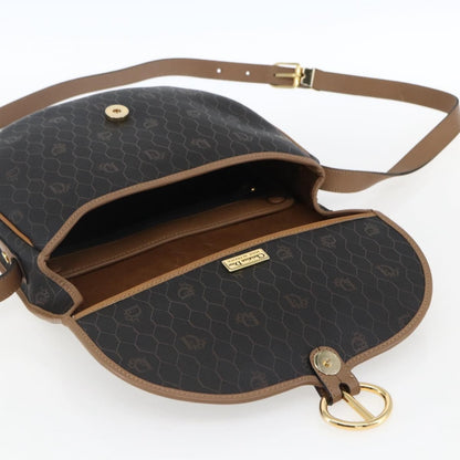 Christian Dior Vintage Honeycomb Shoulder Bag Canvas and Leather, BLACK, CANVAS, Shoulder bag