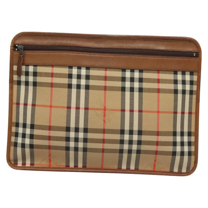 Burberry Nova check Pochette Canvas, BEIGE, CANVAS, Clutche & pouche