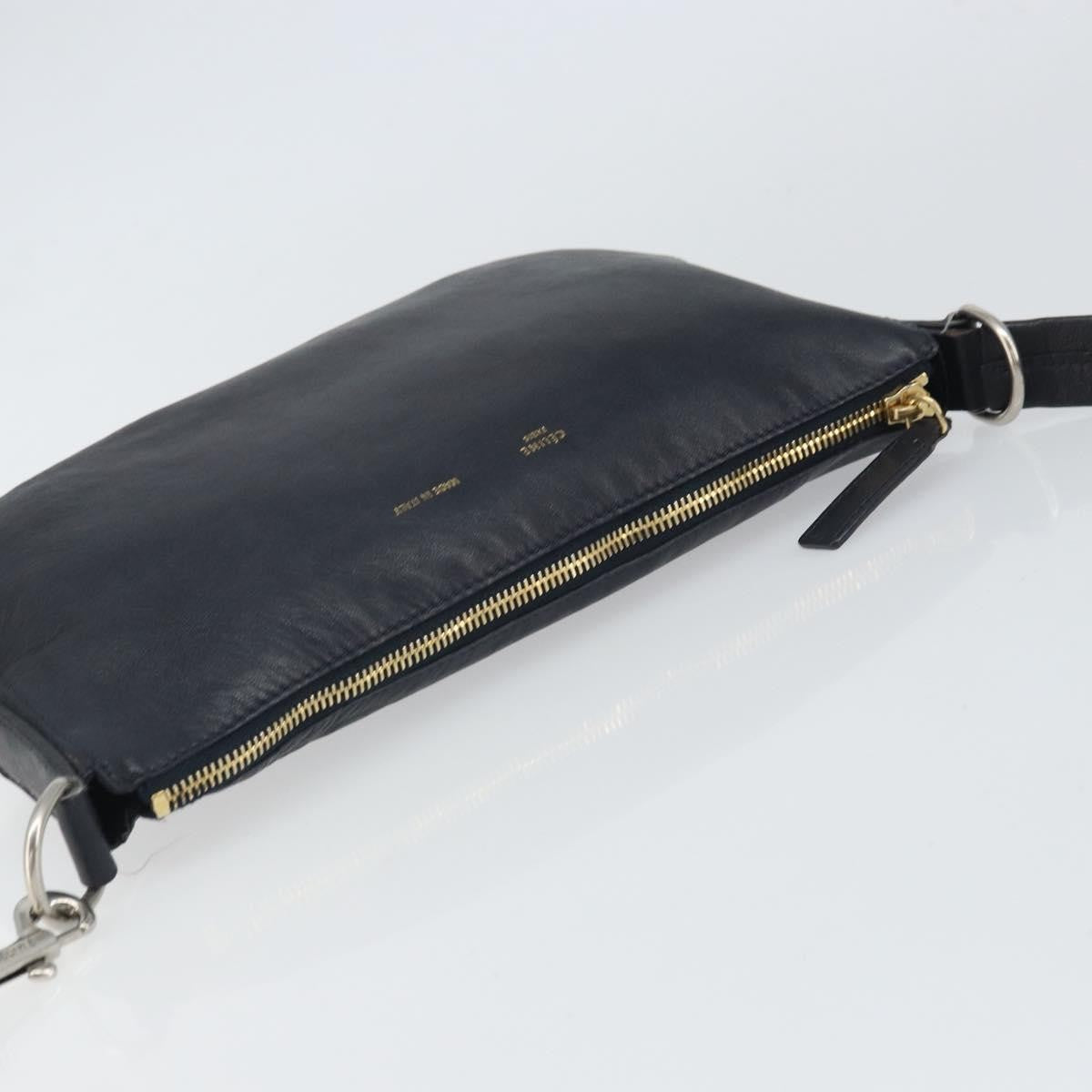 Celine Vintage Shoulder Bag Leather, NAVY, LEATHER, Shoulder bag