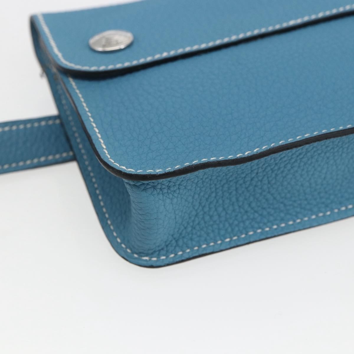 Hermes Pochette Green Waist Bag Leather, Blue, Leather, Shoulder Bag