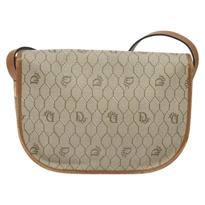 Christian Dior Vintage Honeycomb Flap Crossbody Bag Coated Canvas, BEIGE, CANVAS, Crossbody bag