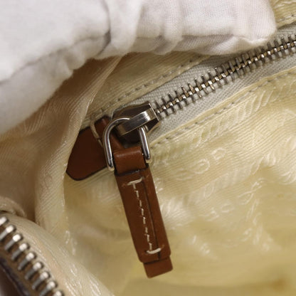 Prada Vintage Shoulder Bag Nylon and Leather, BEIGE, NYLON, Shoulder bag