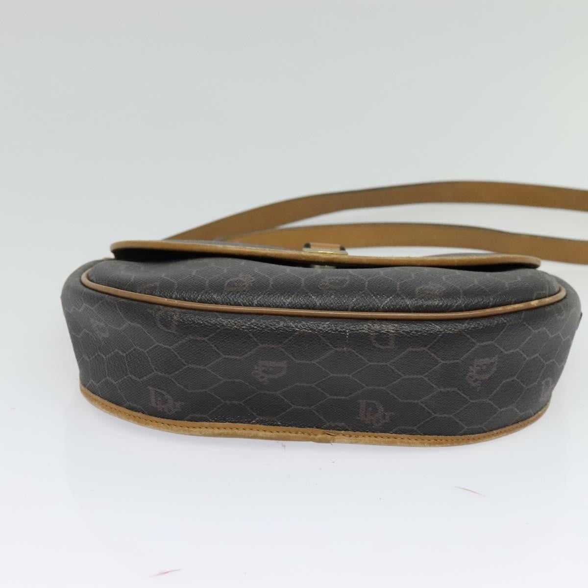 Christian Dior Vintage Honeycomb Flap Crossbody Bag Canvas and Leather, BLACK, CANVAS, Crossbody bag