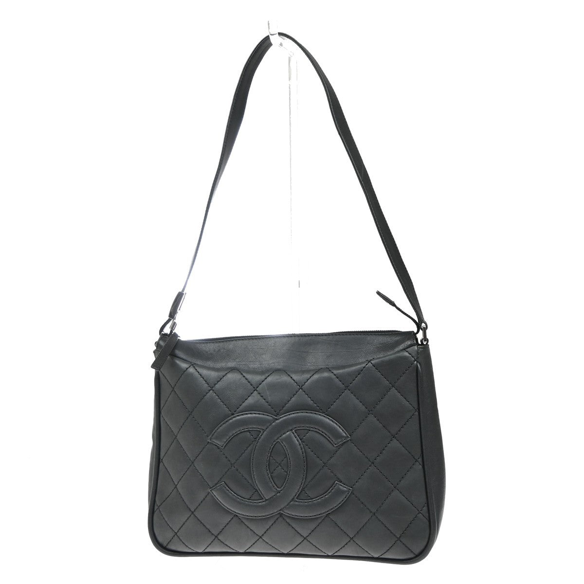 Chanel Vintage Timeless CC Adjustable Shoulder Bag Quilted Caviar, BLACK, LEATHER, Shoulder bag