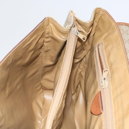 Celine Vintage Macadam Handbag Canvas and Leather, BEIGE, CANVAS, Handbag