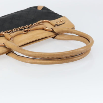 Gucci Horsebit Bracket Tote GG Canvas, BLACK, CANVAS, Tote bag