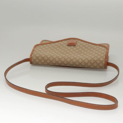Celine Vintage Macadam Shoulder Bag Canvas and Leather, Beige, Canvas, Shoulder Bag