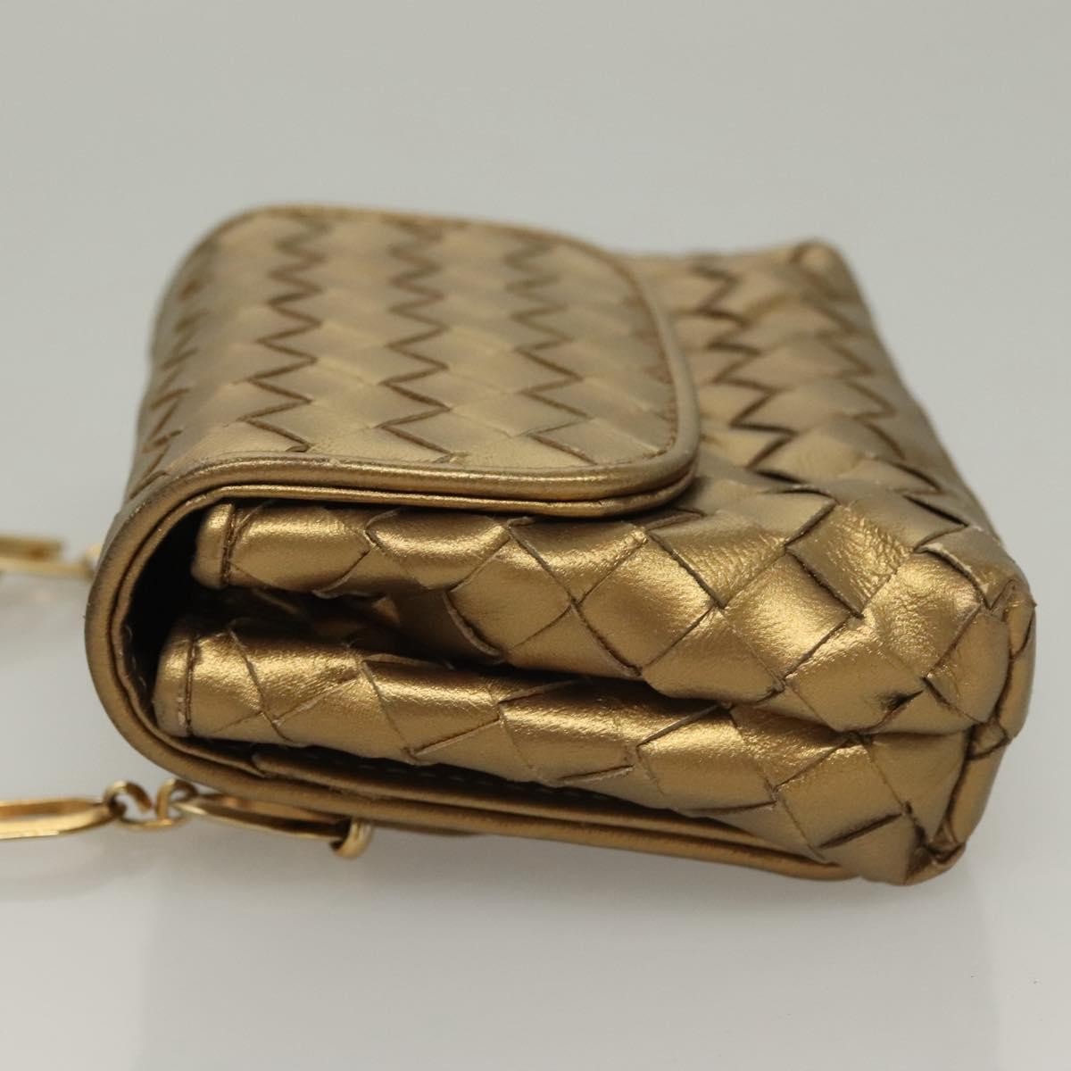 Bottega Veneta Chain Flap Shoulder Bag Leather, GOLD, LEATHER, Shoulder bag
