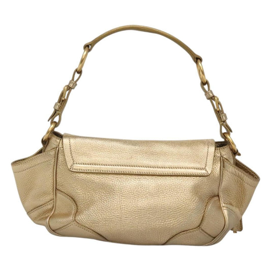 Prada Antic Pushlock Shoulder Bag Leather, GOLD, LEATHER, Shoulder bag