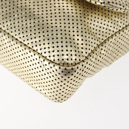 Chanel Drill Flap Bag Perforated Leather, GOLD, LEATHER, Handbag