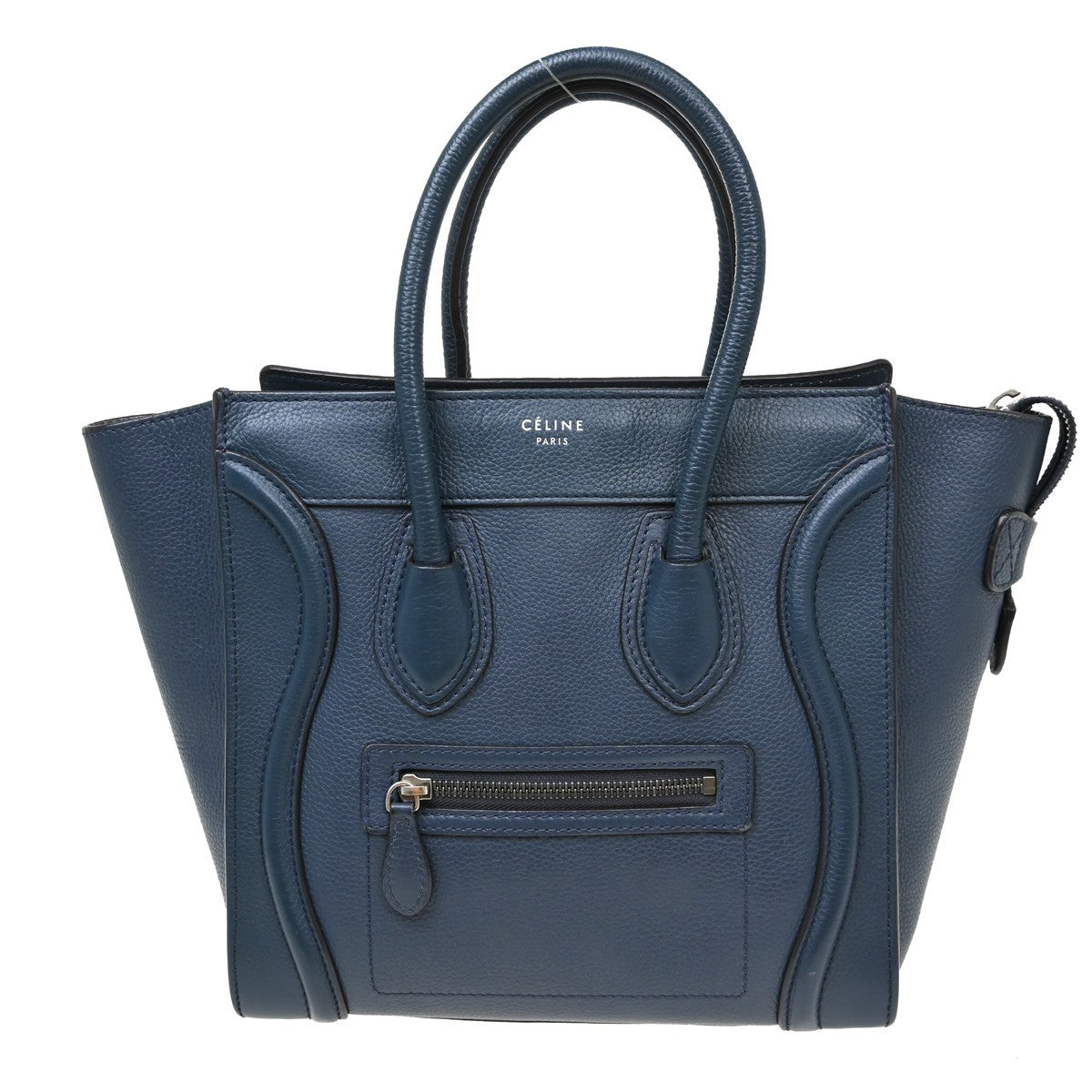Celine Luggage Bag Smooth Leather, Blue, Leather, Tote Bag