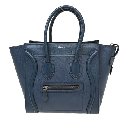Celine Luggage Bag Smooth Leather, Blue, Leather, Tote Bag