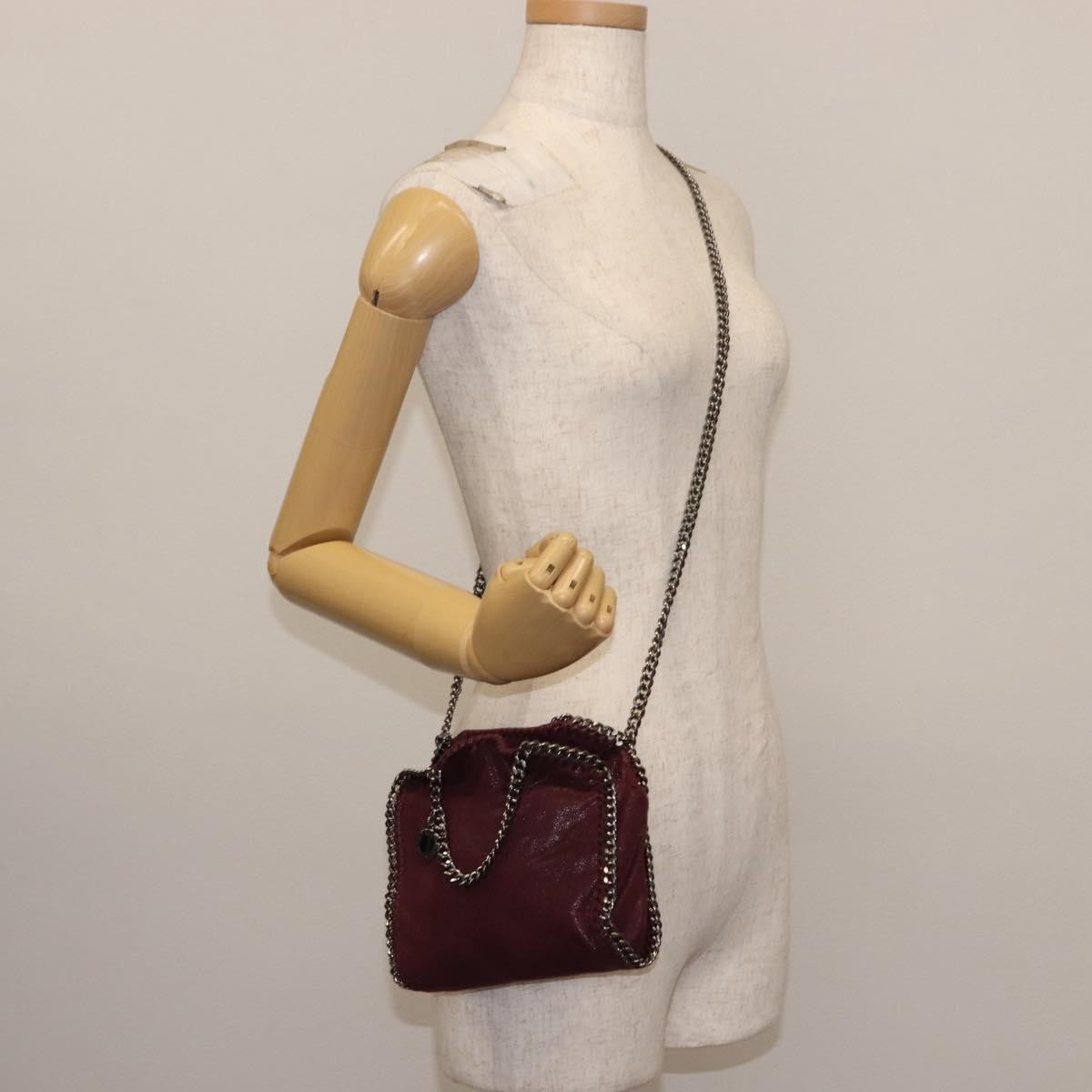 Stella McCartney Falabella Fold Over Crossbody Bag Shaggy Deer, Burgundy, Polyester, Shoulder Bag