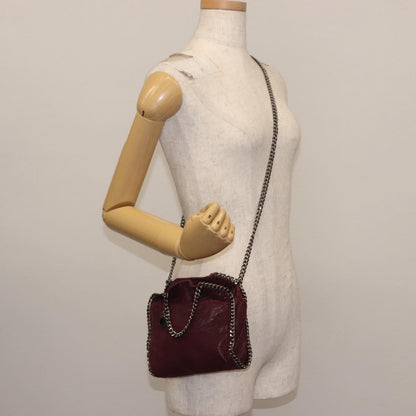 Stella McCartney Falabella Fold Over Crossbody Bag Shaggy Deer, Burgundy, Polyester, Shoulder Bag