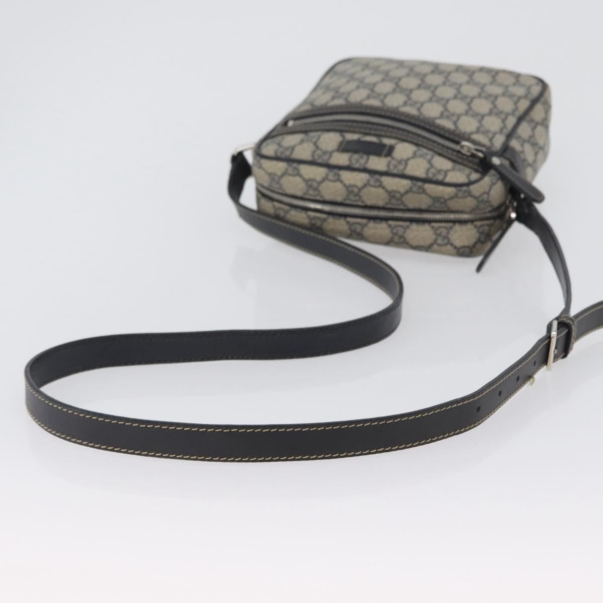 Gucci Front Zip Messenger GG Coated Canvas, NAVY, CANVAS, Shoulder bag