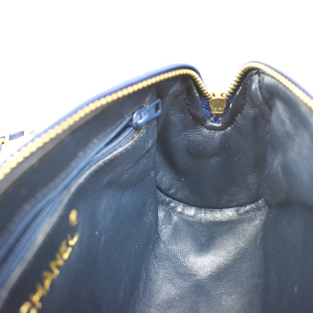 Chanel Vintage Diamond CC Barrel Bag Quilted Leather, BLUE, LEATHER, Shoulder bag