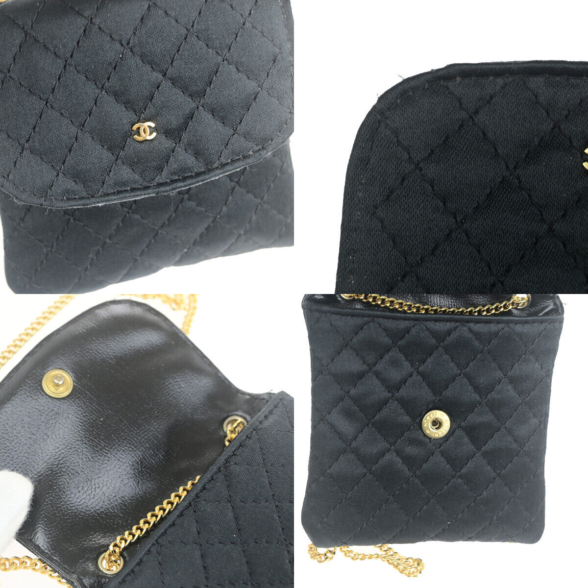 Chanel CC Logo Micro Matelasse Shoulder Bag Pouch Canvas, BLACK, CANVAS, Shoulder bag