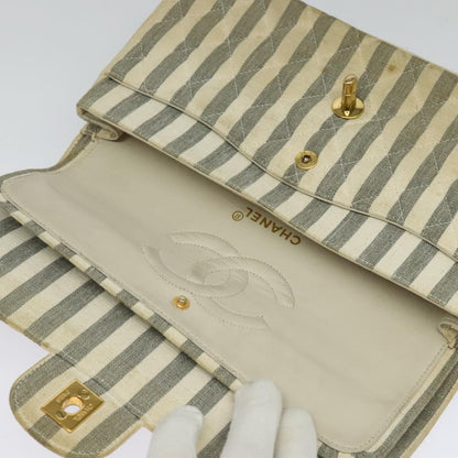 Chanel Vintage Classic Double Flap Bag Quilted Denim, GRAY, CANVAS, Handbag