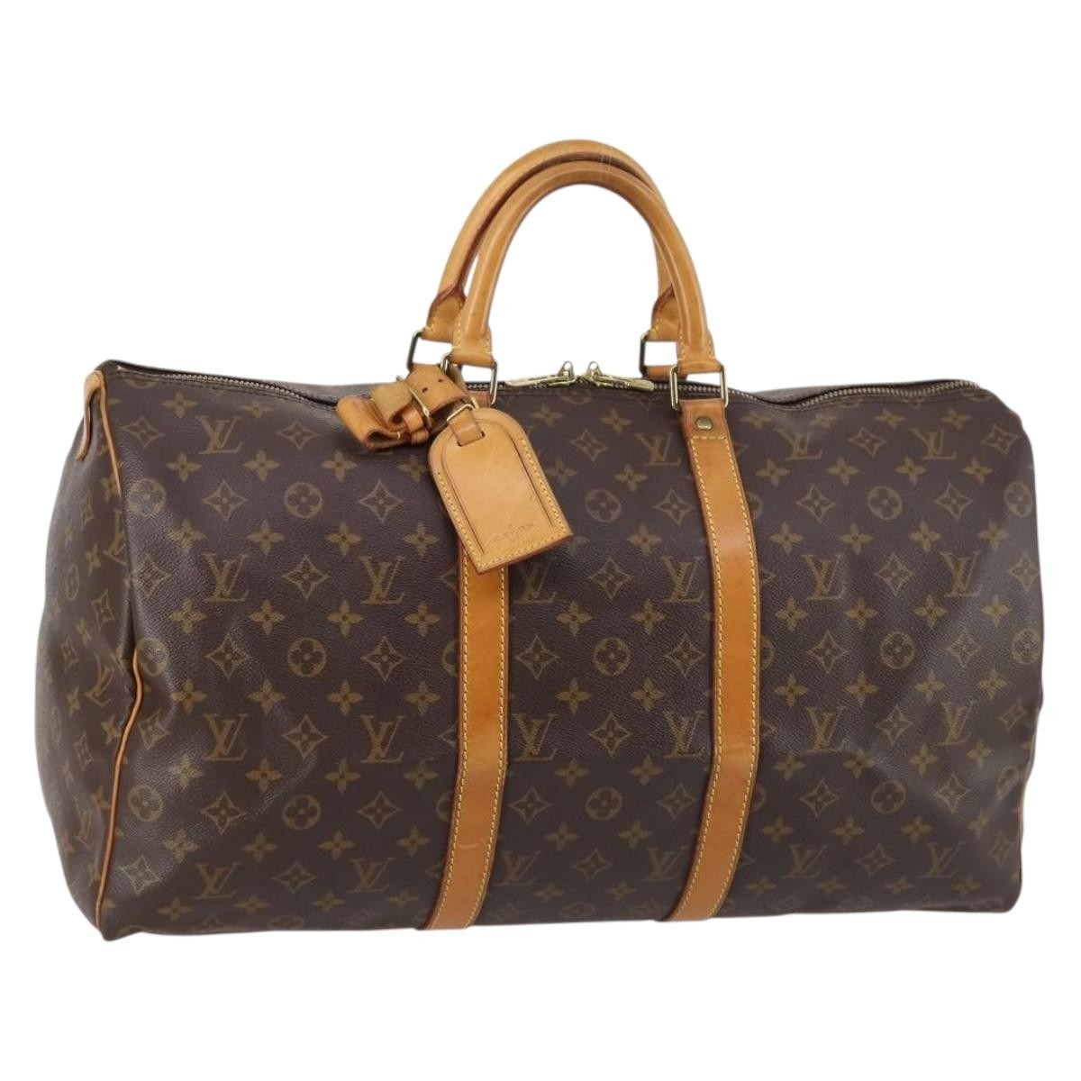 Louis Vuitton Keepall Bag Monogram Canvas, BROWN, CANVAS, Travel bag