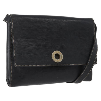 Celine Circle Logo Shoulder Bag Leather, BLACK, LEATHER, Shoulder bag