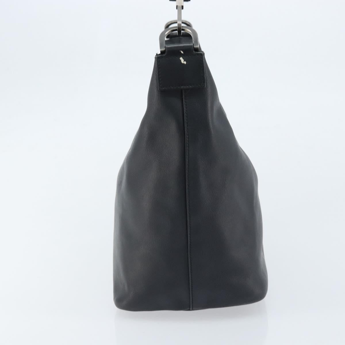 Gucci Vintage Bamboo Hobo Leather, BLACK, LEATHER, Handbag