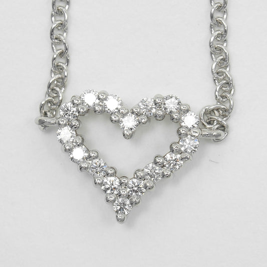 Tiffany & Co. Sentimental Heart 3 Diamond Pendant Necklace 18K Rose Gold with Diamonds, CLEAR, SILVER, Necklace