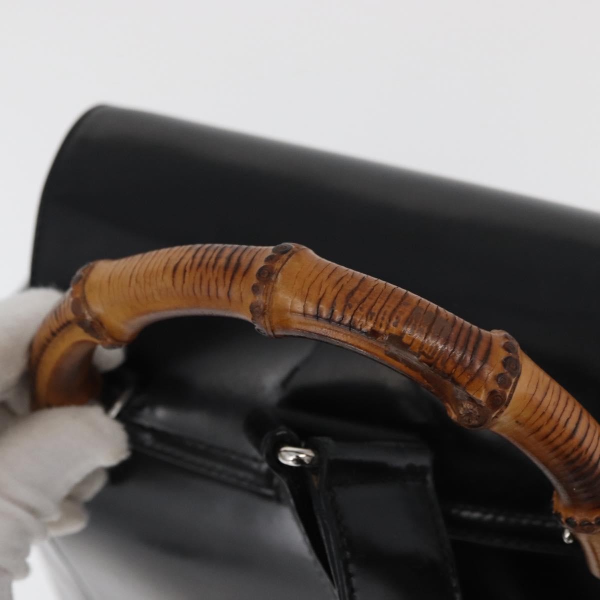 Gucci Vintage Bamboo Backpack Patent leather, Black, Patent Leather, Backpack