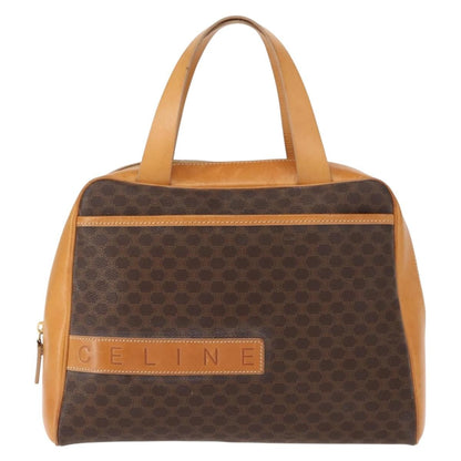 Celine Vintage Macadam Handbag Canvas and Leather, BROWN, CANVAS, Handbag