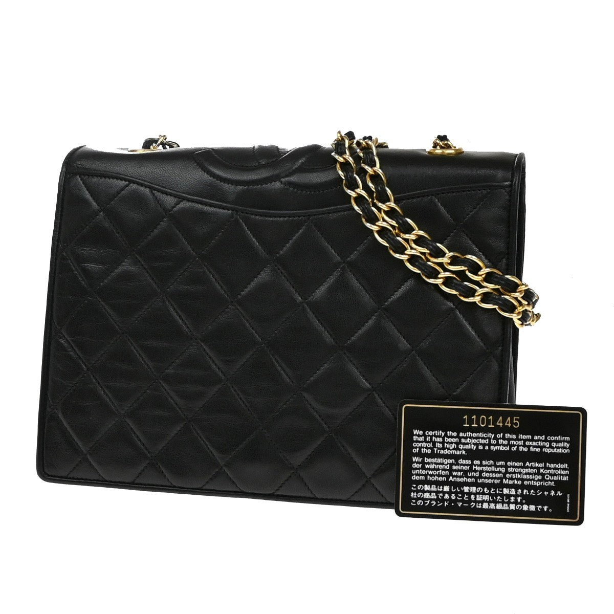 Chanel Vintage CC Full Flap Bag Quilted Lambskin, BLACK, LEATHER, Shoulder bag
