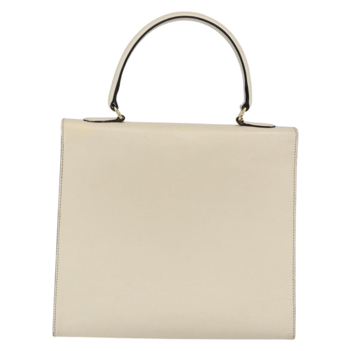 Celine Vintage Logo Top Handle Bag Leather, WHITE, LEATHER, Handbag