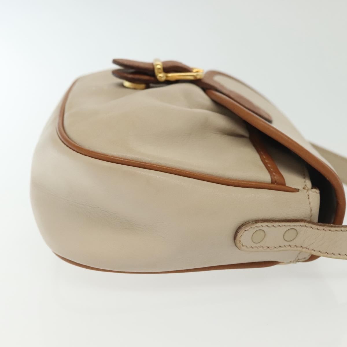 Celine Vintage Triomphe Shoulder Bag Leather, BEIGE, LEATHER, Shoulder bag