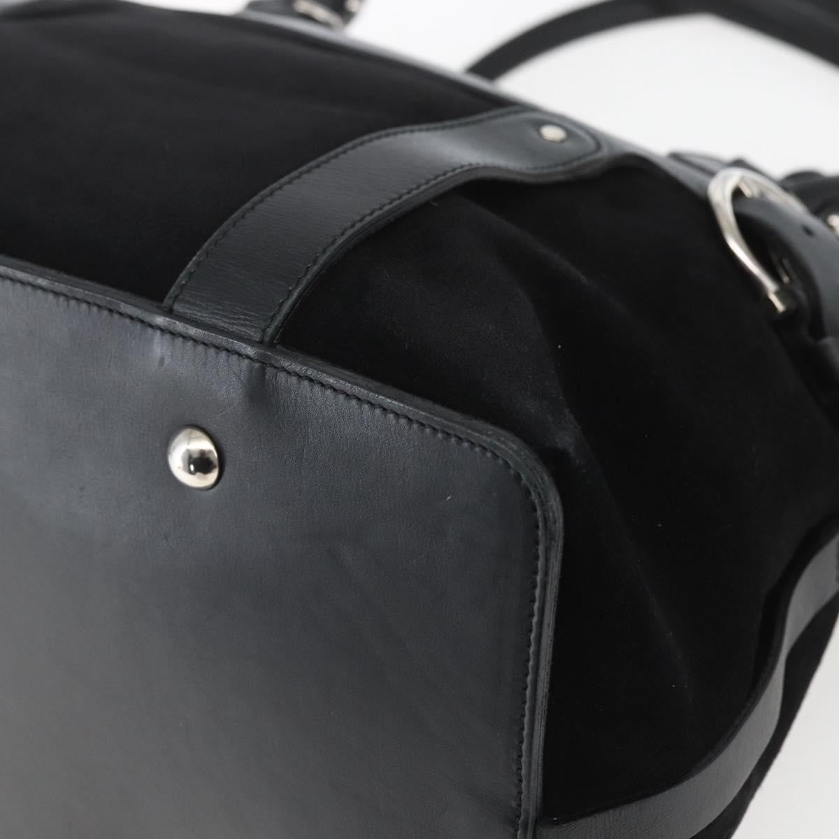 Salvatore Ferragamo Gancini handbag Suede, BLACK, SUEDE, Handbag